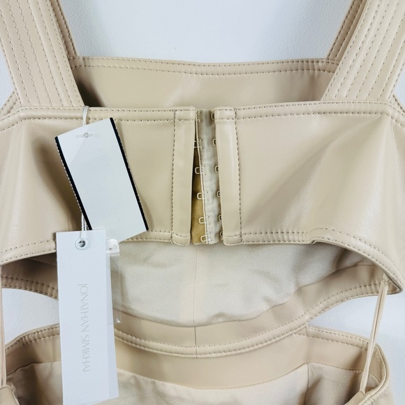 Jonathan Simkhai vegan leather cut out mini dress in vanilla - Picture 8 of 14